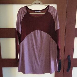 Misslook Red and Pink Long Sleeve Top Mixed Media Size Medium